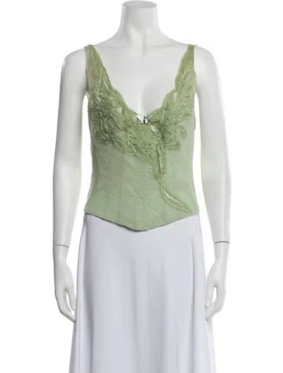Pre-owned La Perla Vintage 2000's Top In Green/metallic