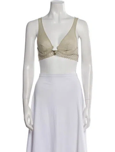 Pre-owned La Perla Vintage V-neck Crop Top In Neutral