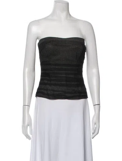 Pre-owned La Perla Virgin Wool Houndstooth Print Top In Black