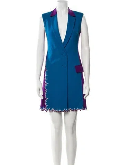 Pre-owned La Perla Virgin Wool Mini Dress In Blue