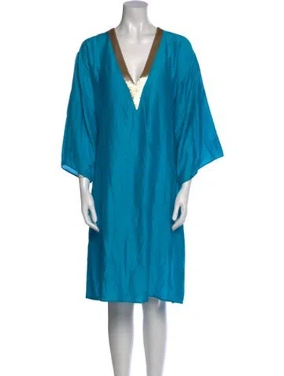 Pre-owned La Perla V-neck Knee-length Dress In Blue