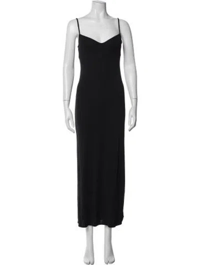 Pre-owned La Perla V-neck Long Dress In Black