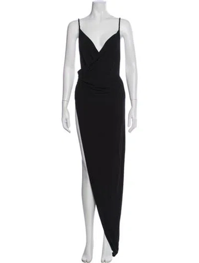 Pre-owned La Perla V-neck Long Dress In Black