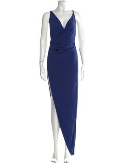 Pre-owned La Perla V-neck Long Dress In Blue