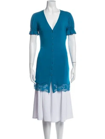 Pre-owned La Perla V-neck Long Dress In Blue