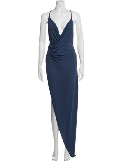 Pre-owned La Perla V-neck Long Dress In Blue