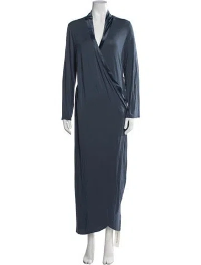 Pre-owned La Perla V-neck Long Dress In Blue