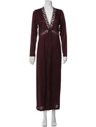 Pre-owned La Perla V-neck Long Dress In Burgundy
