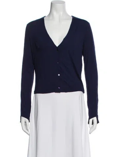 Pre-owned La Perla V-neck Long Sleeve Blouse W/ Tags In Blue