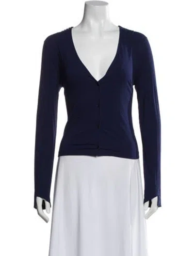 Pre-owned La Perla V-neck Long Sleeve Top In Blue