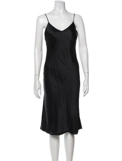 Pre-owned La Perla V-neck Midi Length Dress In Black