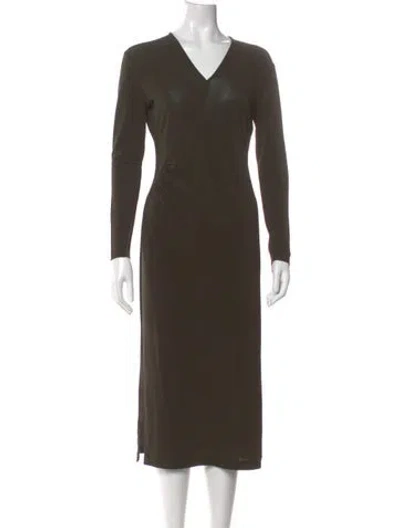 Pre-owned La Perla V-neck Midi Length Dress In Green