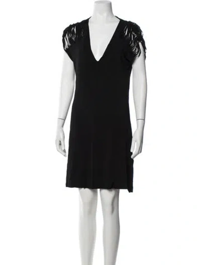 Pre-owned La Perla V-neck Mini Dress In Black