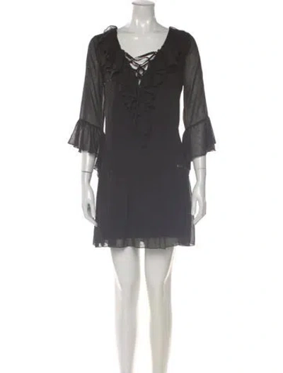 Pre-owned La Perla V-neck Mini Dress In Gray