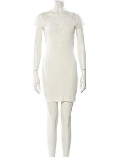 Pre-owned La Perla V-neck Mini Dress In Neutral