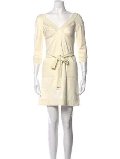 Pre-owned La Perla V-neck Mini Dress In Neutral