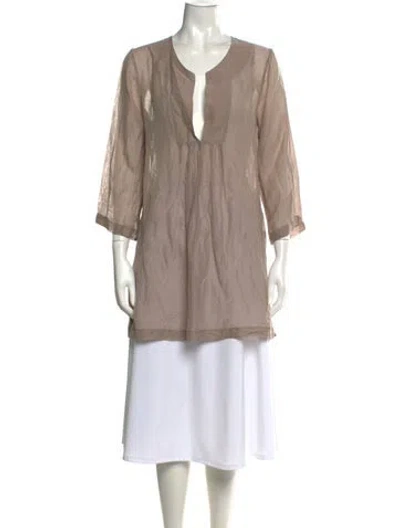 Pre-owned La Perla V-neck Mini Dress In Neutrals