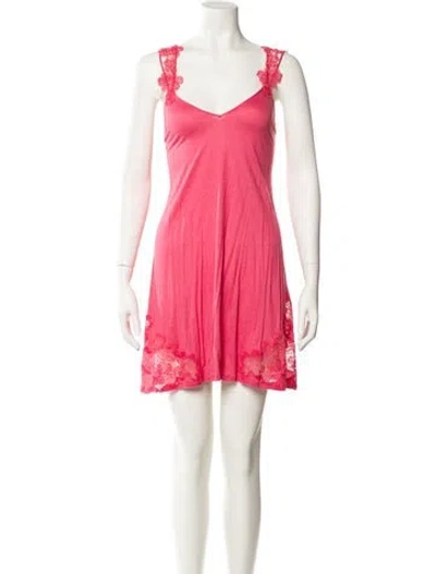 Pre-owned La Perla V-neck Mini Dress In Pink