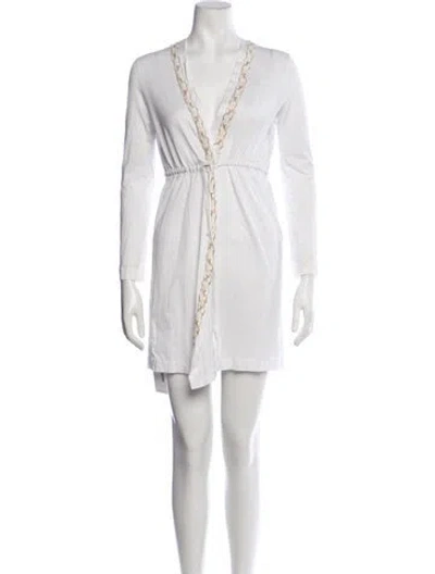 Pre-owned La Perla V-neck Mini Dress In White