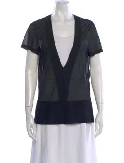 Pre-owned La Perla V-neck Short Sleeve Top In Black