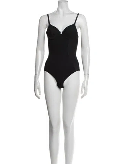 Pre-owned La Perla V-neck Sleeveless Bodysuit In Black