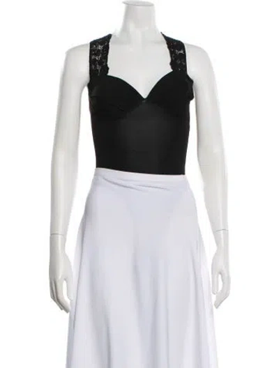 Pre-owned La Perla V-neck Sleeveless Crop Top In Black