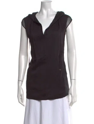 Pre-owned La Perla V-neck Sleeveless Hoodie In Black