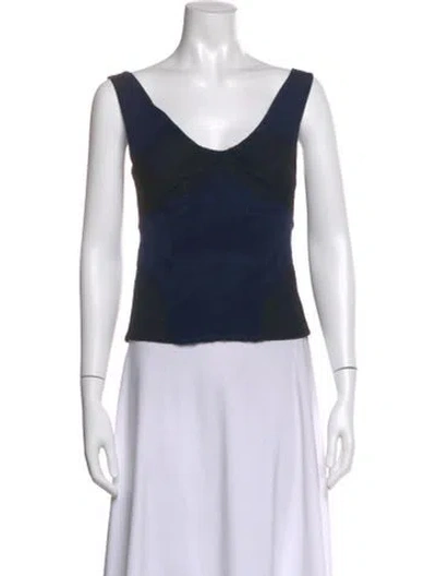 Pre-owned La Perla V-neck Sleeveless Top W/ Tags In Blue