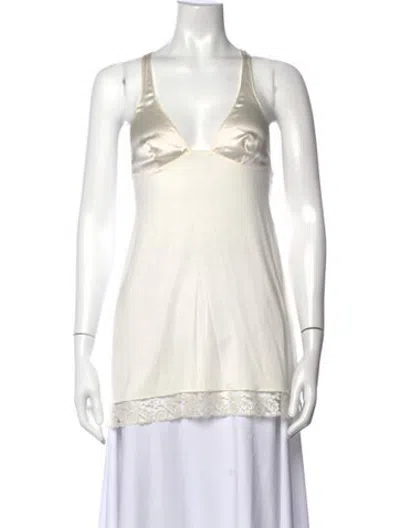Pre-owned La Perla V-neck Sleeveless Top W/ Tags In Neutrals