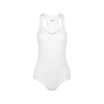 La Perla White Cotton Bodysuit In ["white"]