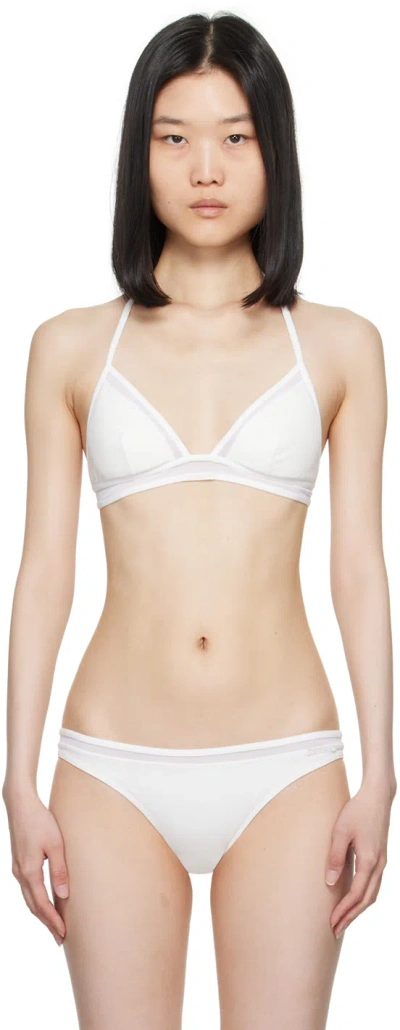 La Perla White Paneled Bikini Top In 101 - Natural