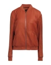 La Perla Woman Jacket Rust Size Xs Virgin Wool, Cashmere, Polyamide, Elastane, Soft Leather In Red