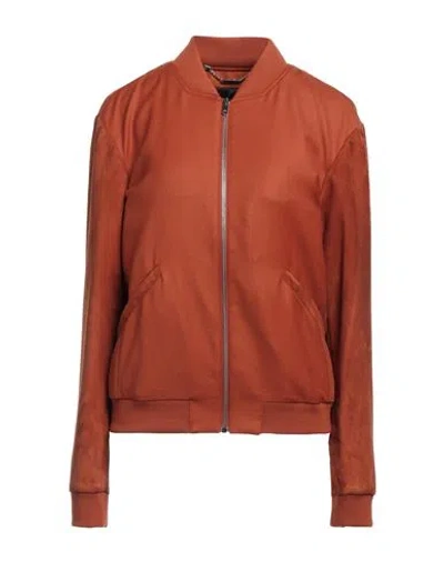 La Perla Woman Jacket Rust Size Xs Virgin Wool, Cashmere, Polyamide, Elastane, Soft Leather In Red