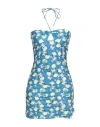 La Perla Woman Mini Dress Azure Size L Polyester, Elastane In Blue