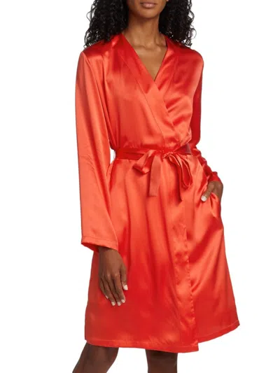 La Perla Women's Belted Silk Satin Robe In Red