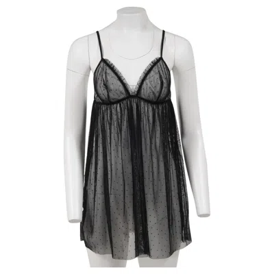 Pre-owned La Perla Women Sheer Babydoll Slip Dress Size Large It 4 Black Polyamide Stretch