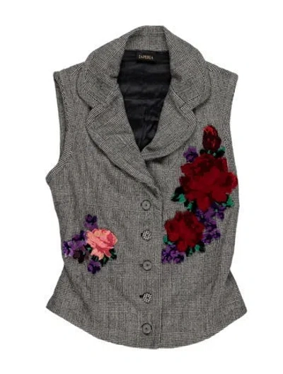 Pre-owned La Perla Wool Tweed Pattern Vest In Black