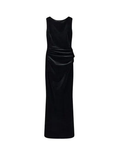 La Petit Robe Di Chiara Boni Nima Velvet Long Dress In Black