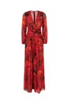 La Petit Robe Di Chiara Boni Printed Stretch Nylon Long Dress In Red