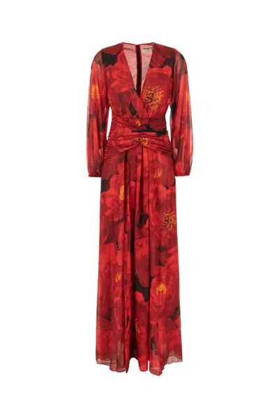 La Petit Robe Di Chiara Boni Printed Stretch Nylon Long Dress In Red