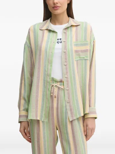 La Petite Française Charlene Striped Button-up Shirt In Multi