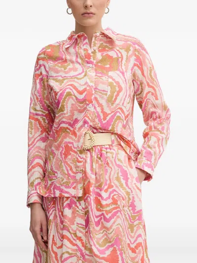 La Petite Française Cheyenne Buttoned Patterned Shirt In Pink
