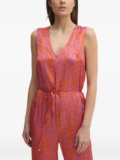 La Petite Française Colette V-neck Floral-print Jumpsuit In Pink