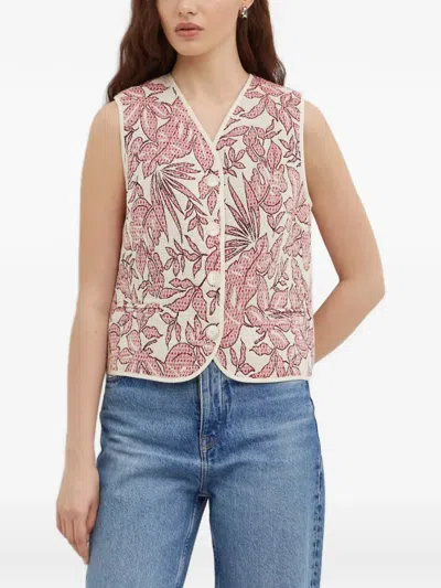 La Petite Française Gamin Floral V-neck Vest In Multi