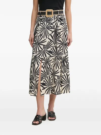 La Petite Française Jasmine Floral-print Tiered Midi Skirt In Multi