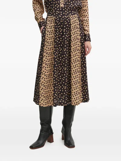 La Petite Française Jetable Polka-dot Midi Skirt In Black