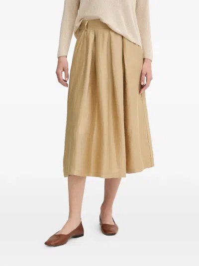 La Petite Française Josephine Pleated Midi Skirt In Neutral