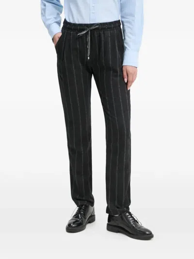 La Petite Française Poli Pinstripe Drawstring Trousers In Gray