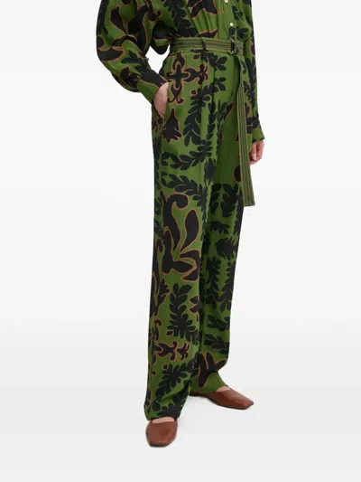 La Petite Française Ponctuel Floral-print Belted Trousers In Multi