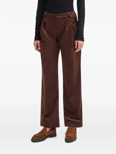 La Petite Française Pleated Trousers In Brown